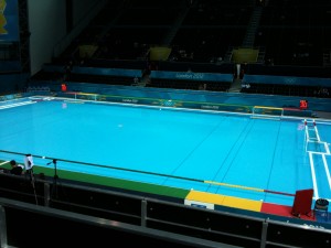 At the water polo to see fellow...
